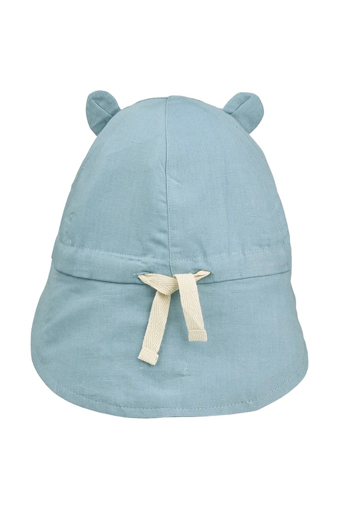 Detská bavlnená šiltovka Liewood Gorm Linen Sun Hat With Ears LW17695.PPY2 modrá SS26