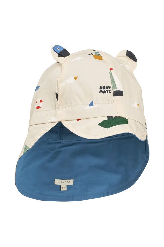 Detská bavlnená šiltovka Liewood Gorm Reversible Sun Hat With Ears jednofarebný béžová LW17698.PPY2