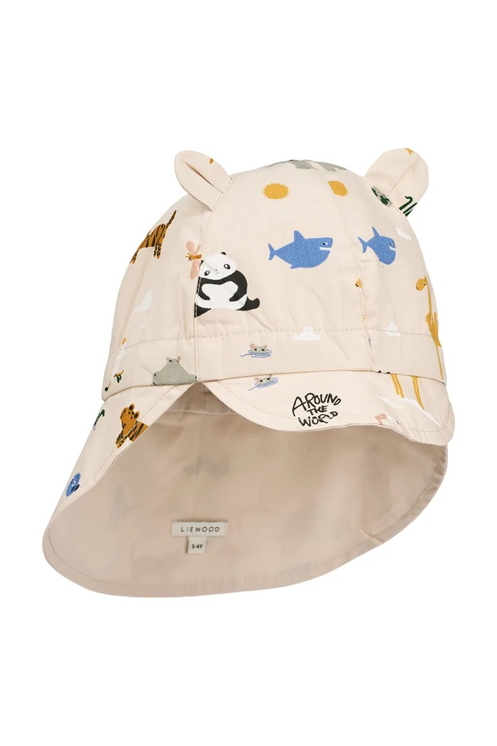 Detská bavlnená šiltovka Liewood Gorm Reversible Sun Hat With Ears jednofarebný béžová LW17698.PPY2