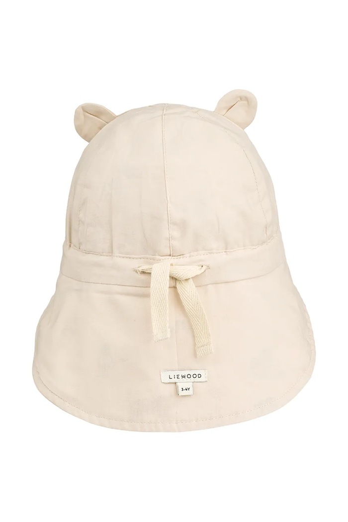 Detská bavlnená šiltovka Liewood Gorm Reversible Sun Hat With Ears LW17698.PPY2 béžová SS26
