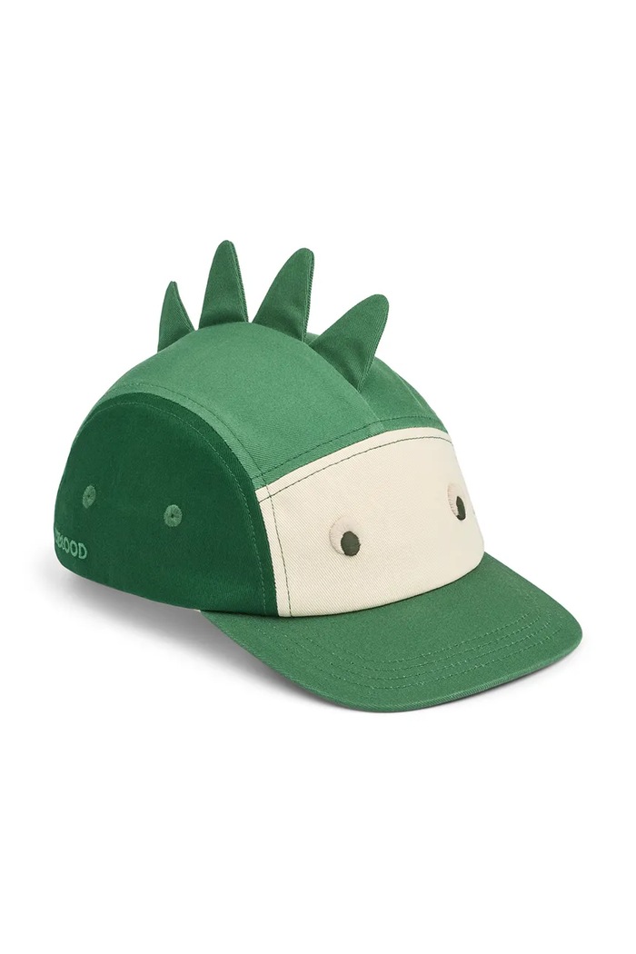 Liewood czapka z daszkiem bawełniana dziecięca Rory Dino Cap aplikacja zielony LW20458.PPY2