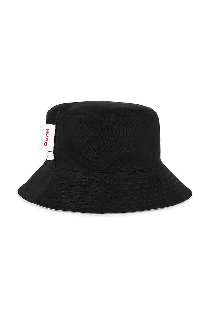 HUGO pălărie reversibilă din bumbac pentru copii G01165.52.56 negru SS26