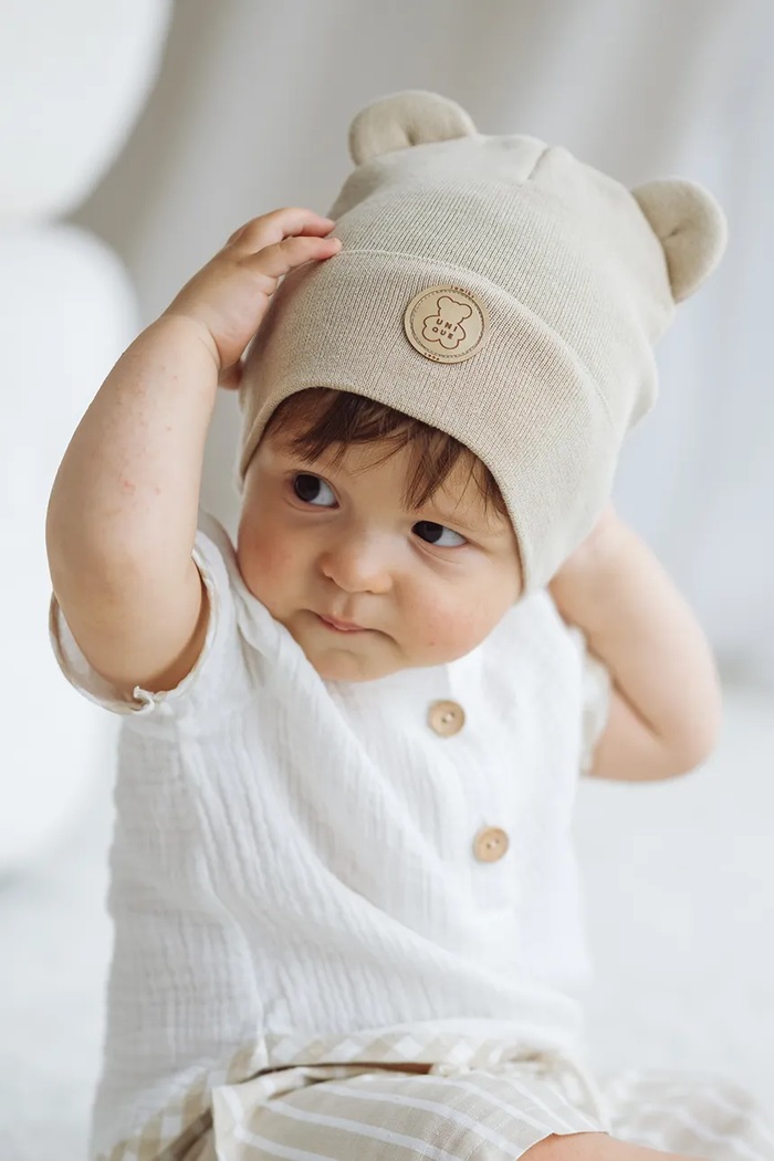 Jamiks czapka beanie dziecięca bawełniana VINCENTS beżowy VINCENTS.Na.gl.JWI003.K