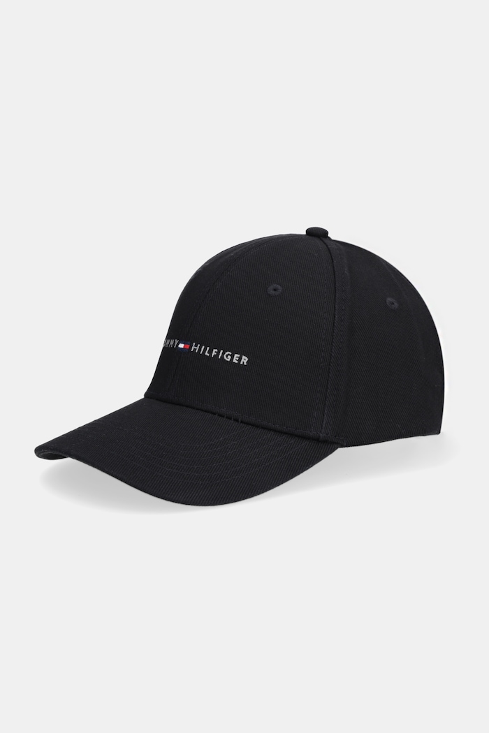 Βαμβακερό καπέλο του μπέιζμπολ Tommy Hilfiger απλικέ μαύρο AM0AM14045