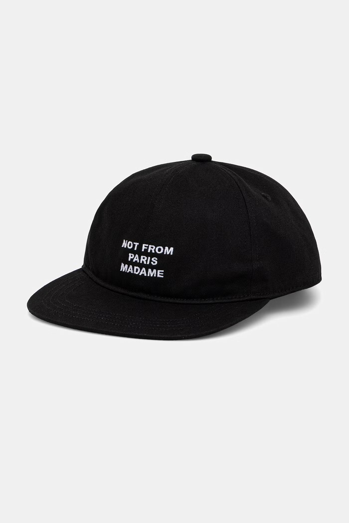 Drôle de Monsieur pamut baseball sapka La Casquette Slogan aplikációval fekete PERM.CP194.CO138.BL