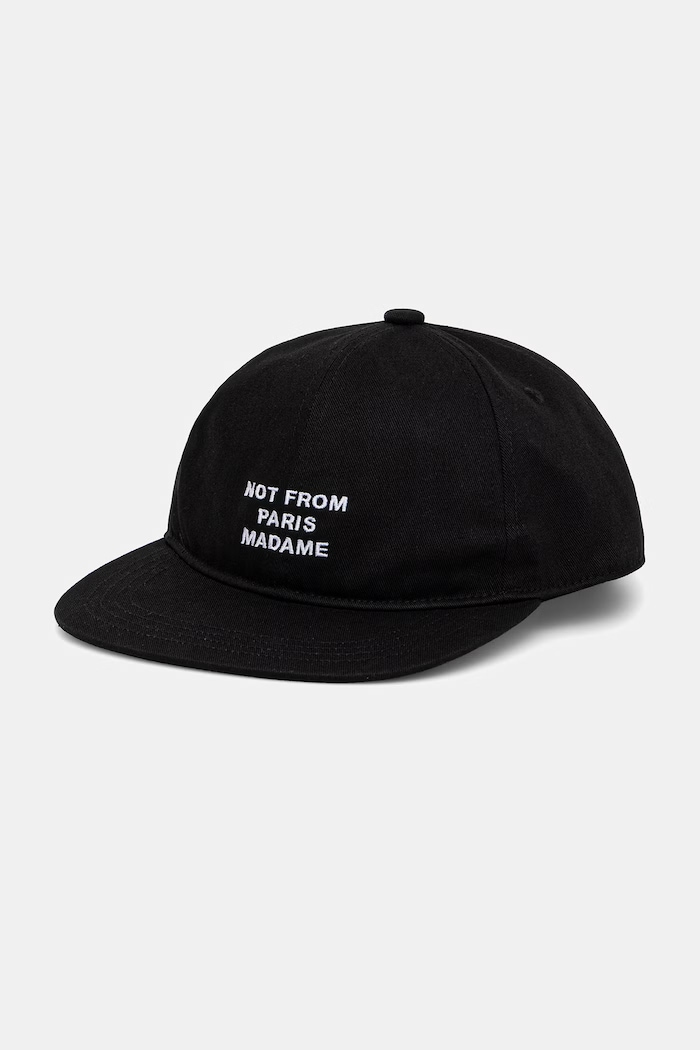 Drôle de Monsieur pamut baseball sapka La Casquette Slogan aplikációval fekete PERM.CP194.CO138.BL