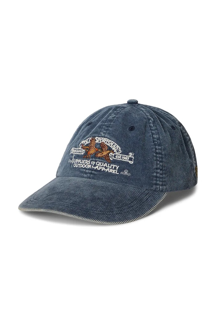 Baseball kapa iz rebrastega žameta Polo Ralph Lauren Našitek mornarsko modra 710P04334