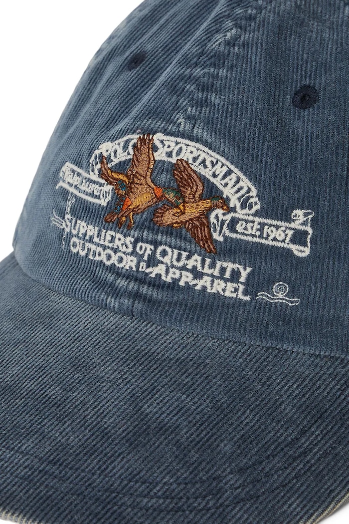 Baseball kapa iz rebrastega žameta Polo Ralph Lauren mornarsko modra 710P04334