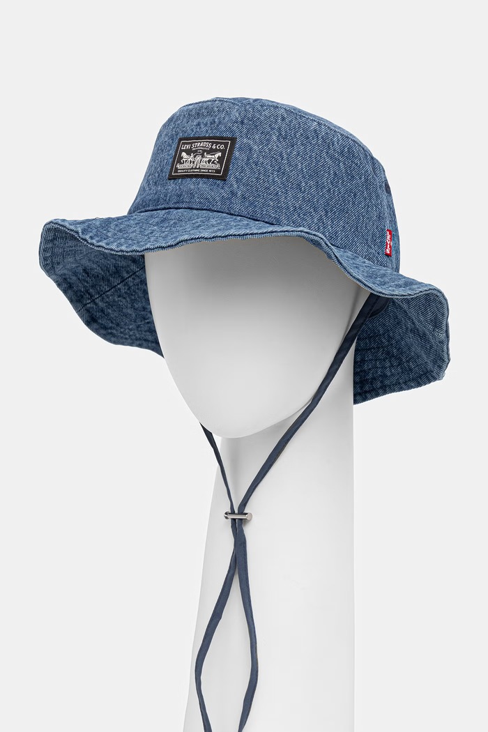 Levi's kapelusz SUMMER DRAWSTRING BUCKET HAT bawełna niebieski 005CP.0002