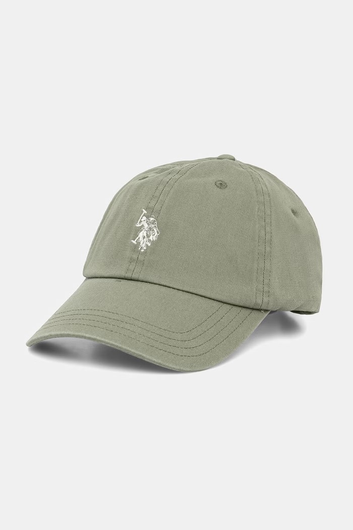 U.S. Polo Assn. καπέλο με γείσο ανδρικό βαμβακερό OUTLINE DHM WASHED CASUAL απλικέ πράσινο MUP3426
