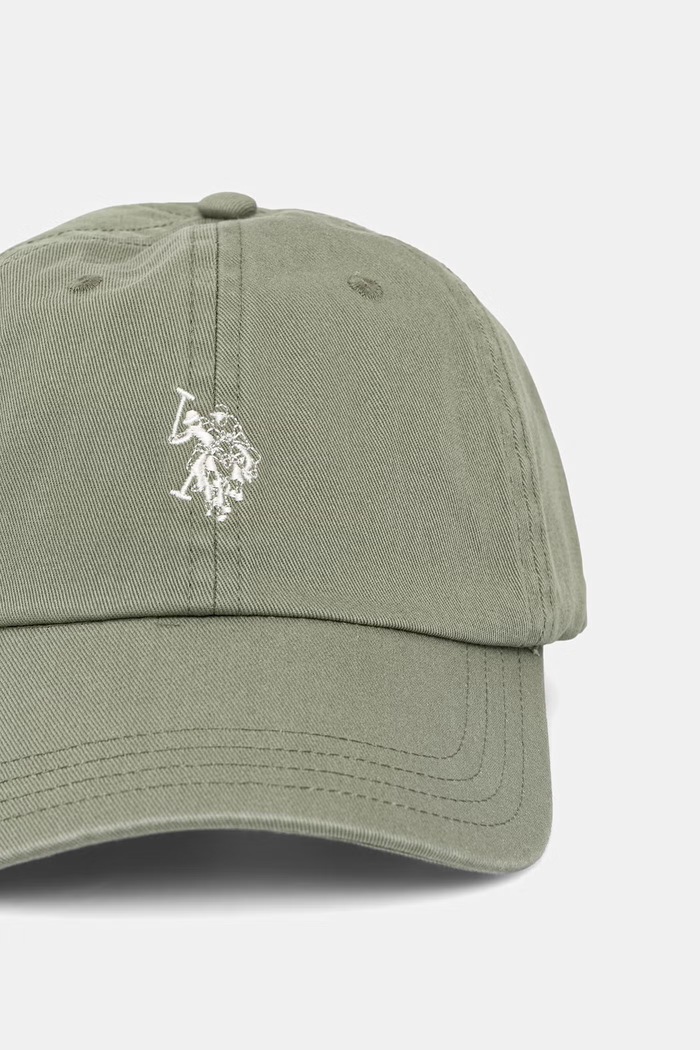 U.S. Polo Assn. καπέλο με γείσο ανδρικό βαμβακερό OUTLINE DHM WASHED CASUAL MUP3426 πράσινο SS26