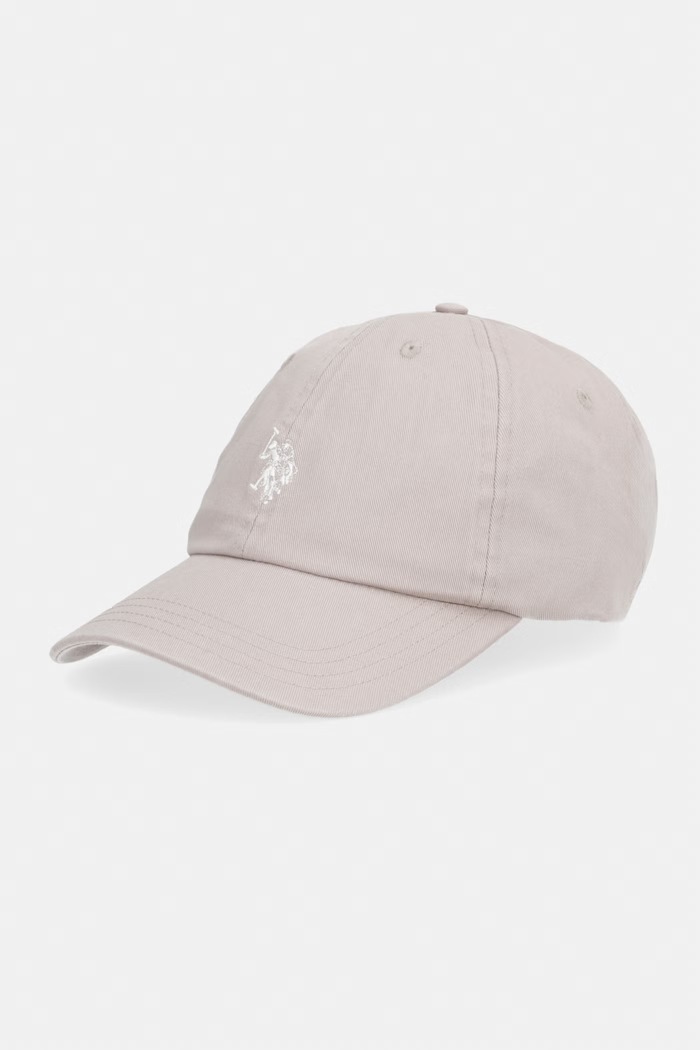 U.S. Polo Assn. καπέλο με γείσο ανδρικό βαμβακερό OUTLINE DHM WASHED CASUAL απλικέ καφέ MUP3426
