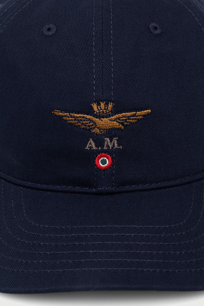 Aeronautica Militare Czapka z daszkiem męska bawełniana HA1246UCT02261 granatowy SS26