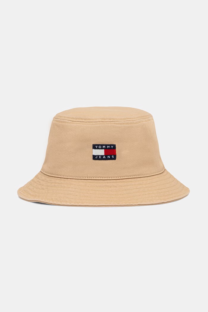 Tommy Jeans klobúk bucket pánsky bavlnený béžová AM0AM14267