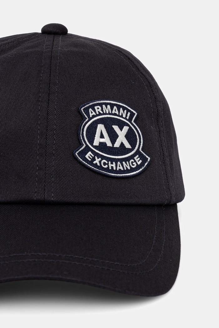 Armani Exchange baseball kapa moška bombažna XM002538.AF15502 črna SS26