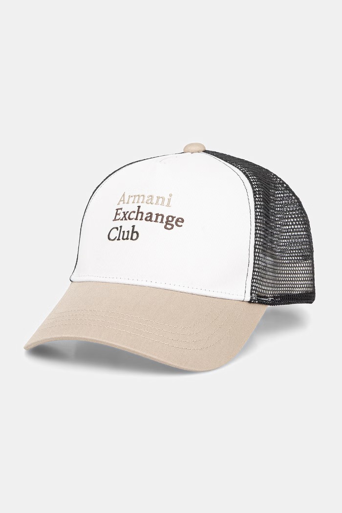 Armani Exchange șapcă trucker pentru bărbați alb XM002548.AF15502