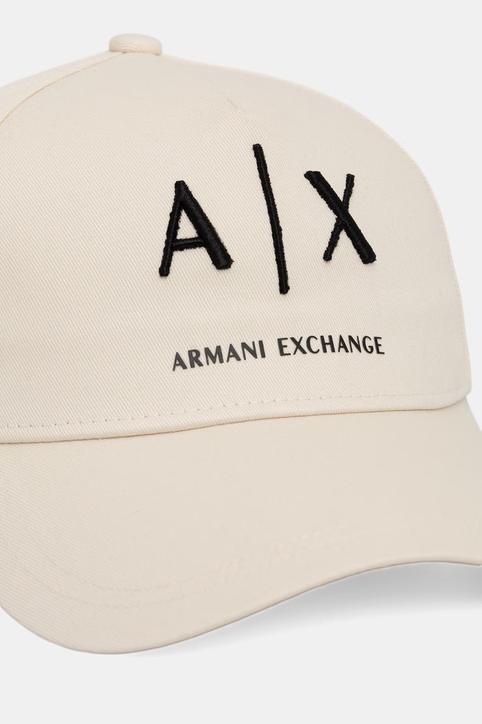 Armani Exchange șapcă de baseball pentru bărbați, din bumbac XM002696.AF15502 bej SS26