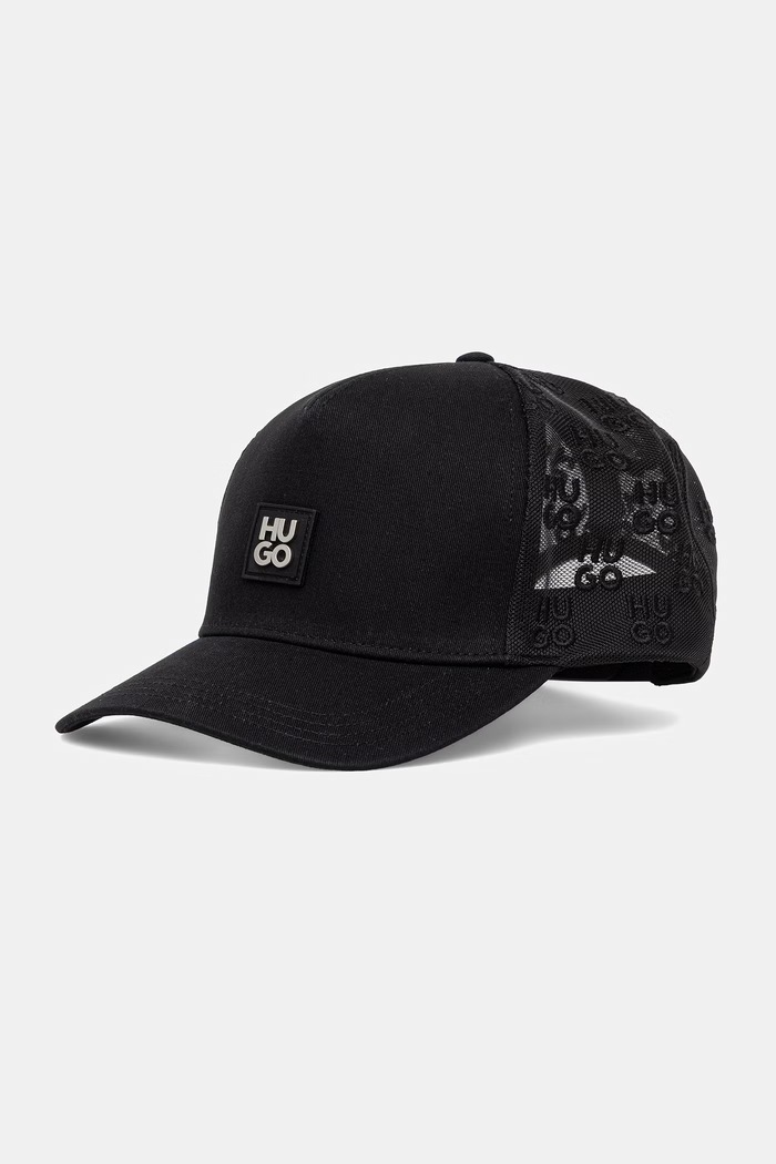 HUGO czapka z daszkiem trucker męska bawełniana Marsel-Trucker-SL czarny 50560454