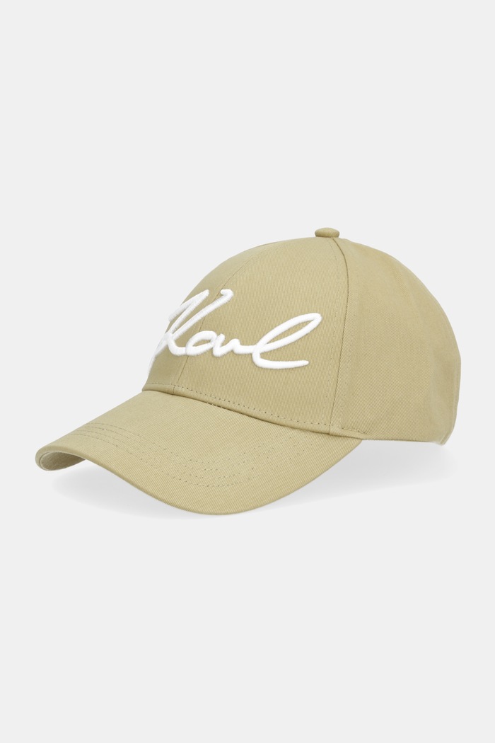 Karl Lagerfeld czapka z daszkiem bawełniana K/SIGNATURE aplikacja zielony B1W33009
