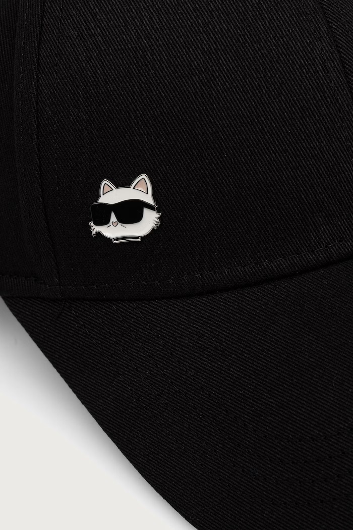 Karl Lagerfeld Czapka z daszkiem bawełniana IKON B1W33018 czarny SS26
