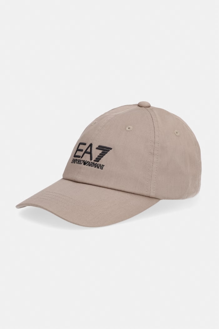 EA7 Emporio Armani czapka z daszkiem bawełniana aplikacja beżowy AF15502.7X000592