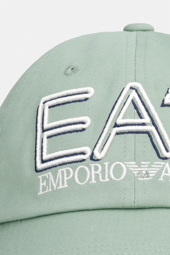 EA7 Emporio Armani czapka bejsbolówka bawełniana AF15502.7X000597 zielony SS26