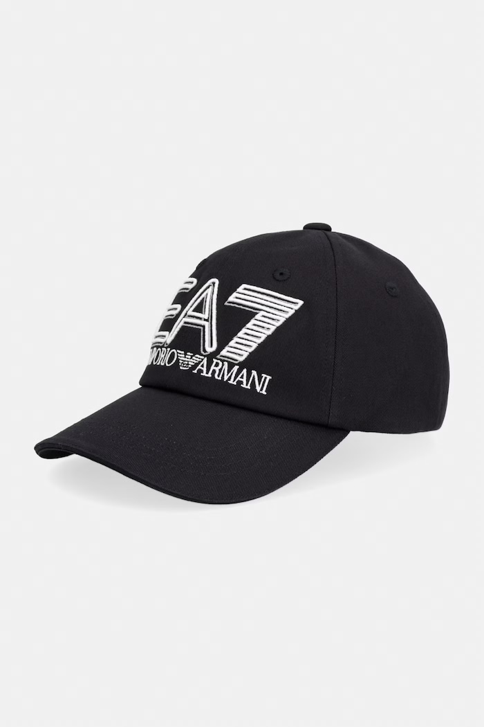 EA7 Emporio Armani czapka bejsbolówka bawełniana aplikacja czarny AF15502.7X000597