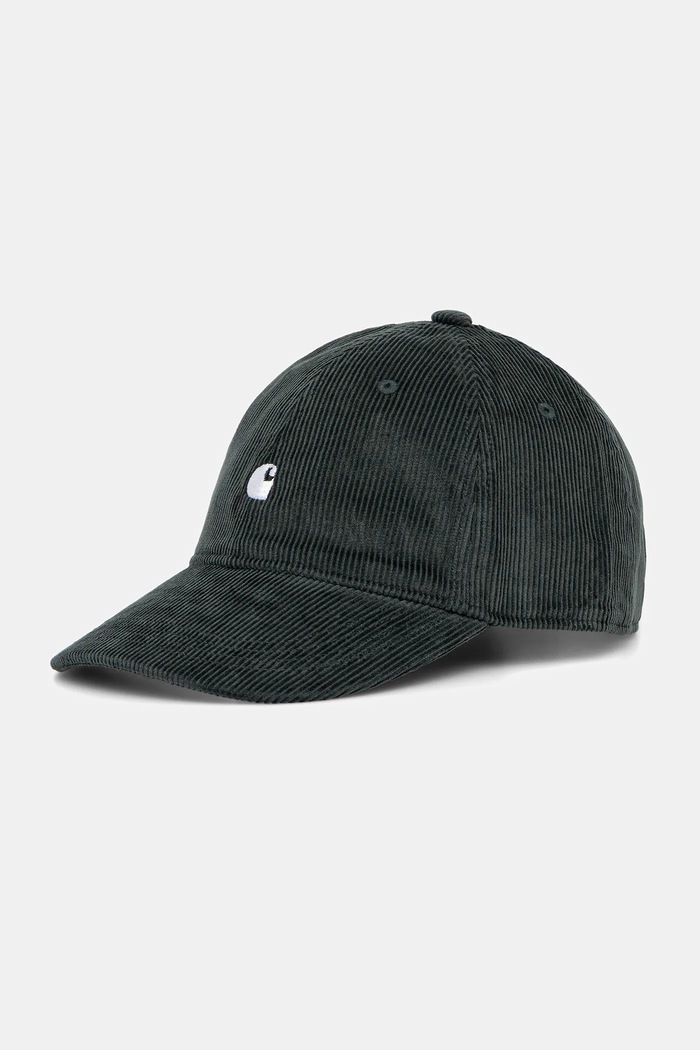 Samtana kapa sa šiltom Carhartt WIP Harlem Cap bez uzorka zelena I036729.3T3XX