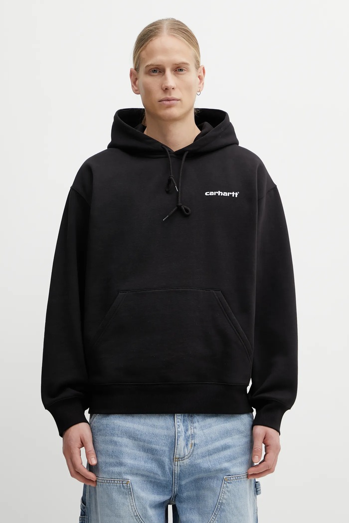Μπλούζα Carhartt WIP Hooded Caps Sweat στάμπα μαύρο I036066.89XX