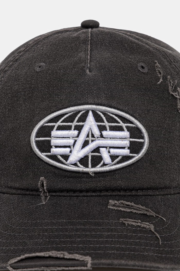Alpha Industries cotton baseball cap World Acid Cap 266904 gray SS26