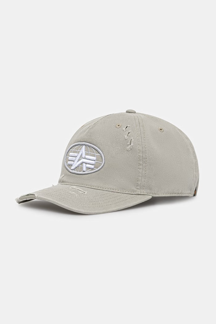 Βαμβακερό καπέλο του μπέιζμπολ Alpha Industries World Acid Cap απλικέ πράσινο 266904