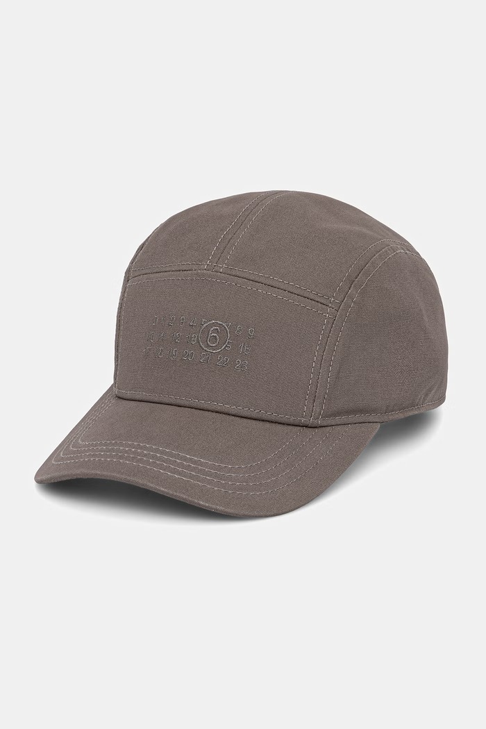 Памучна шапка с козирка MM6 Maison Margiela щампа сив SH0TC0009.M35346