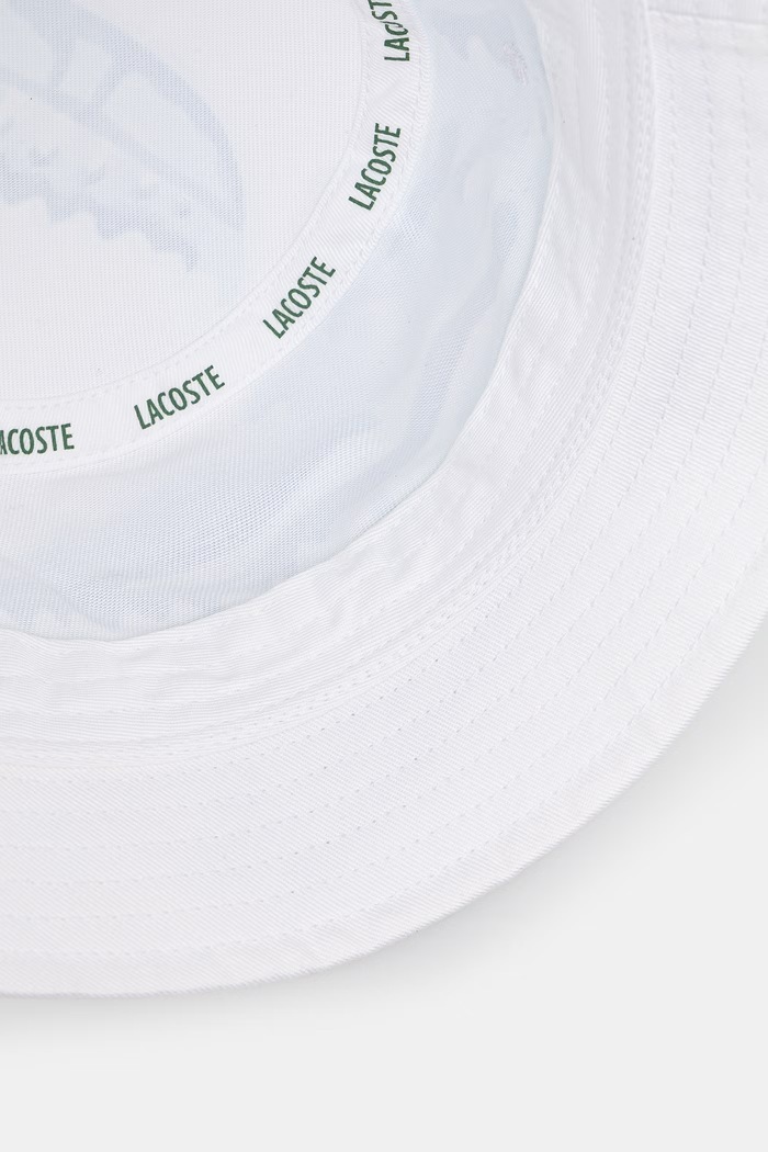 Lacoste bucket hat bawełniany biały RK5005