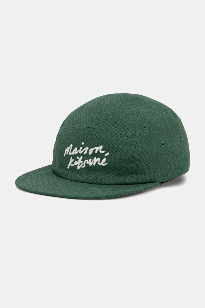 Maison Kitsuné cotton baseball cap Handwriting cotton green LM06108WB0026