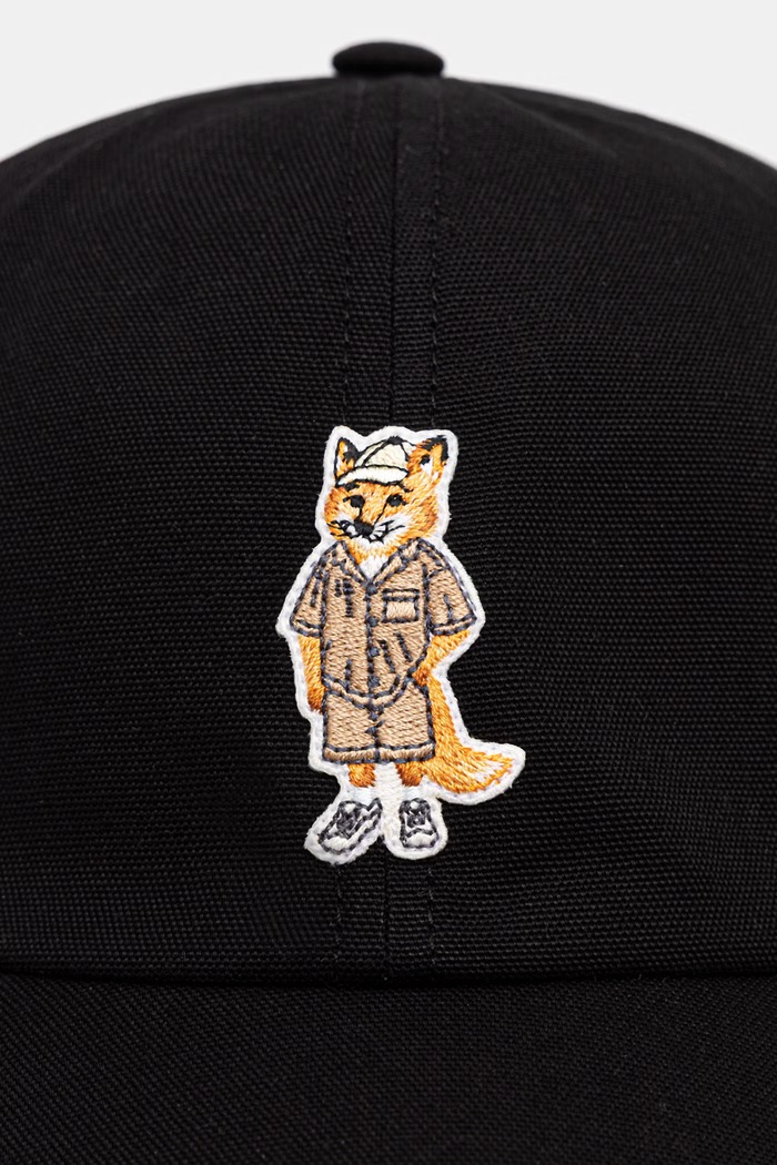 Maison Kitsuné Dressed Fox baseballová čepice bavlněná QU06102WB0026 černá SS26