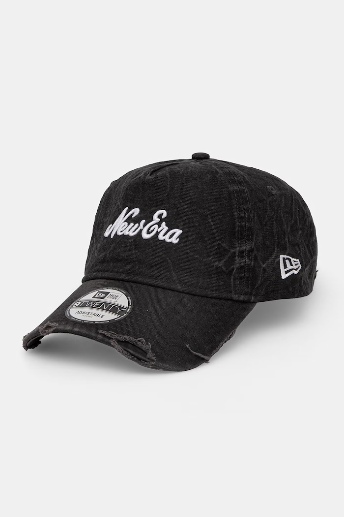 Βαμβακερό καπέλο του μπέιζμπολ New Era PIGMENT WASH 9TWENTY® AF απλικέ μαύρο 60771876
