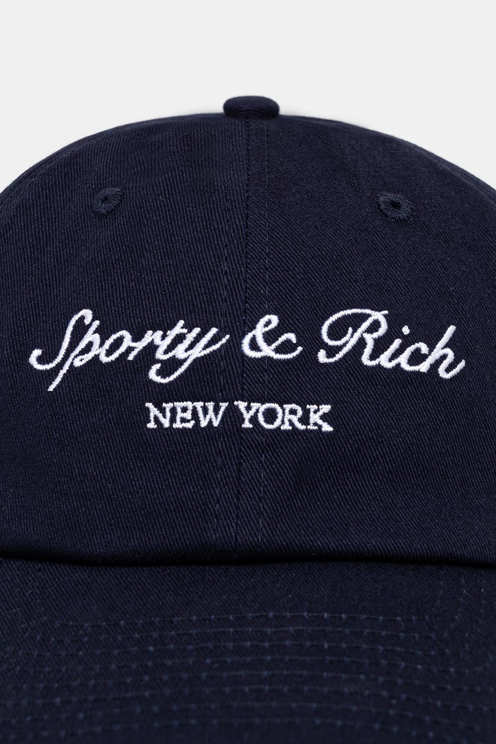 Sporty & Rich Syracuse NY czapka z daszkiem z bawełną męska AC04075328BL106 granatowy SS26