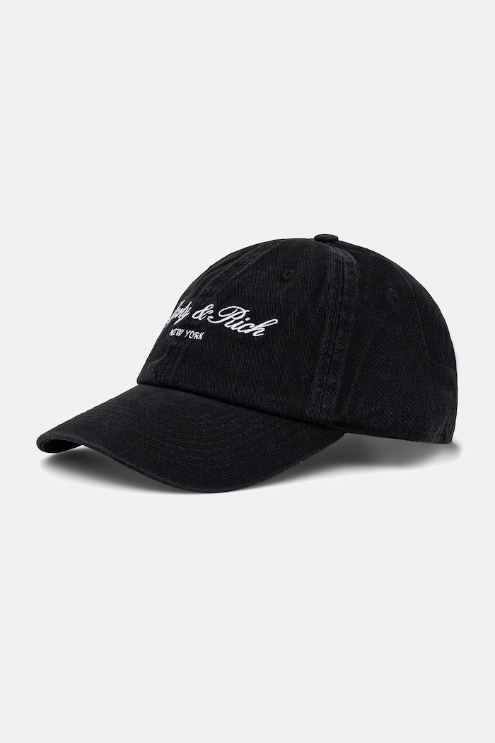 Sporty & Rich Signature NY czapka z daszkiem bawełniana czarny AC04071329BA02