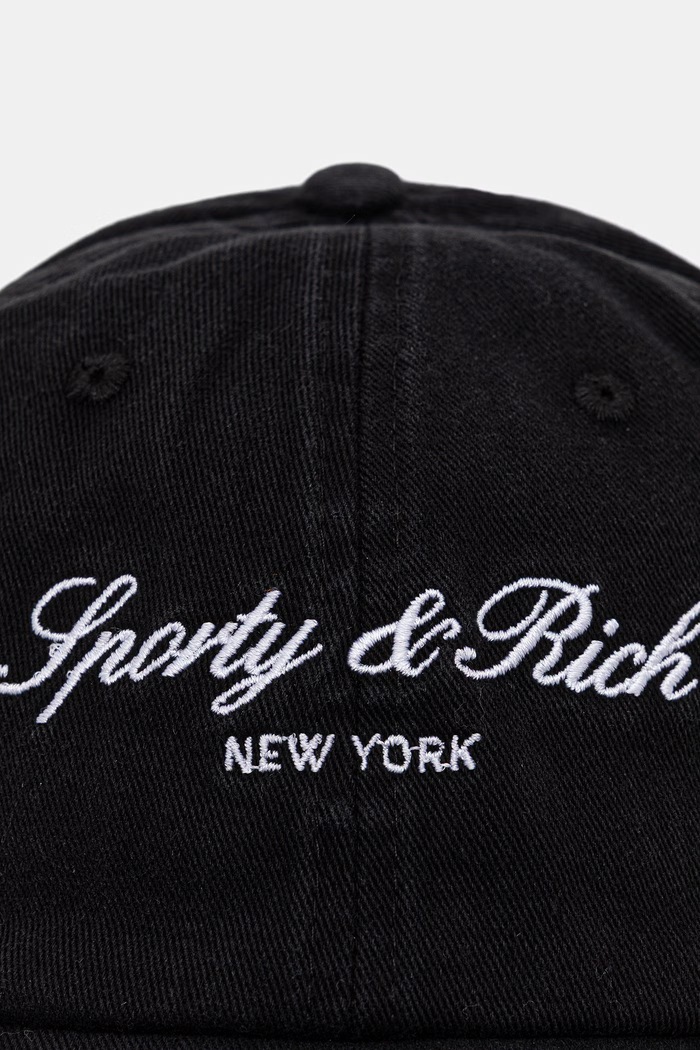 Sporty & Rich Signature NY czapka z daszkiem bawełniana AC04071329BA02 czarny SS26