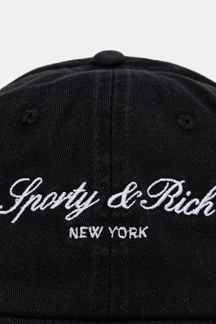 Sporty & Rich Signature NY czapka z daszkiem bawełniana AC04071329BA02 czarny SS26