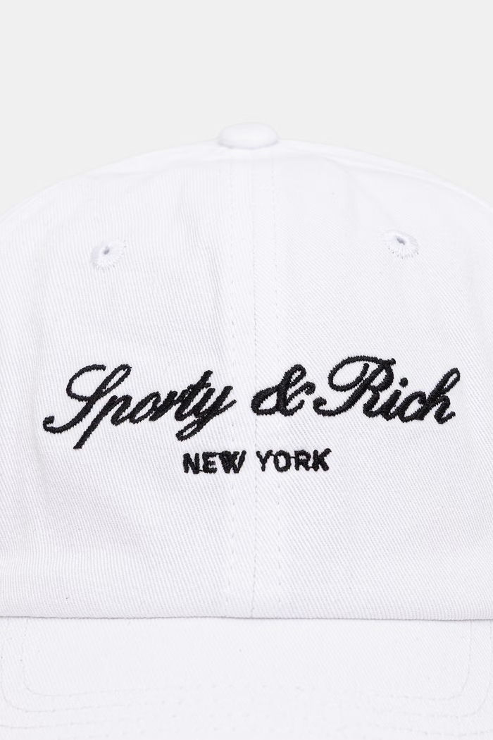Sporty & Rich Signature NY czapka bejsbolówka bawełniana AC04071329WH01 biały SS26