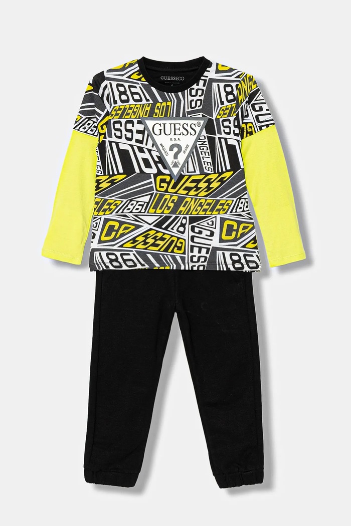 Детски памучен комплект Guess надпис черен N6RG00.K8HM4.PPY2