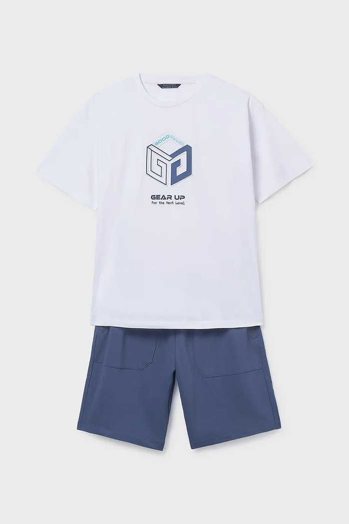 Дитячий бавовняний комплект Mayoral бавовна темно-синій 6690.7F.Junior.PPY2