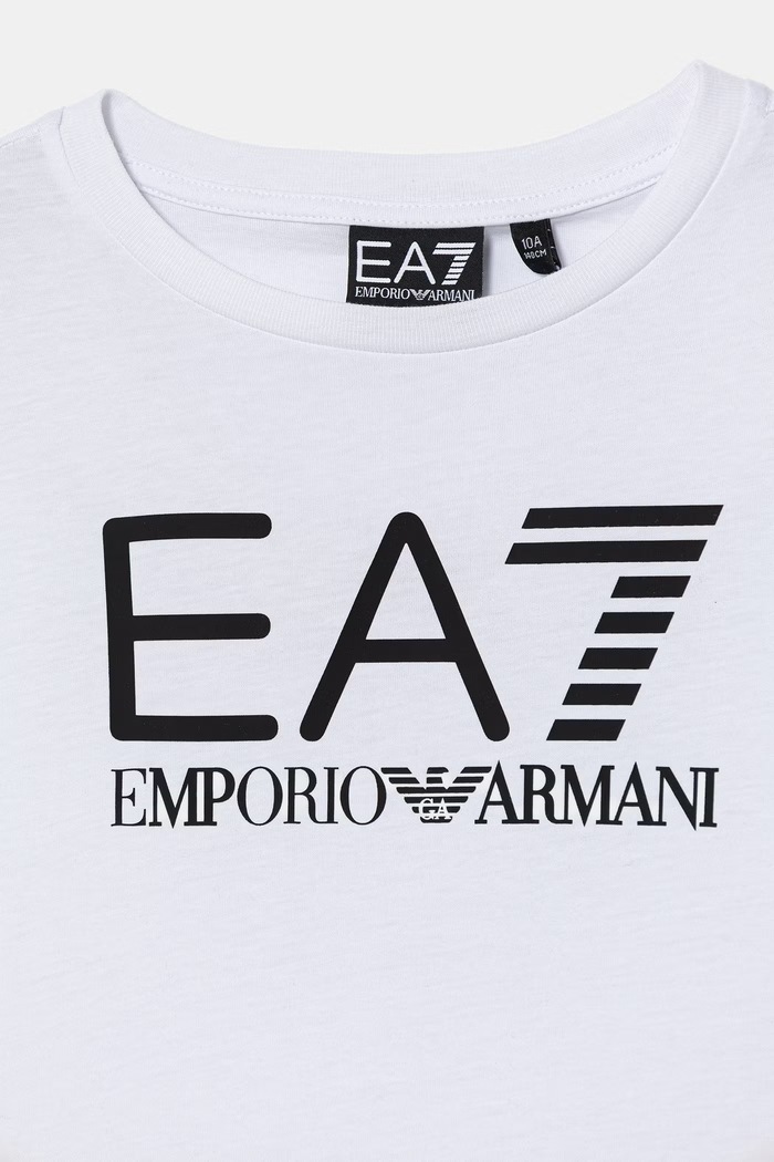Παιδικό βαμβακερό σετ EA7 Emporio Armani λευκό 7B000302.AF10375