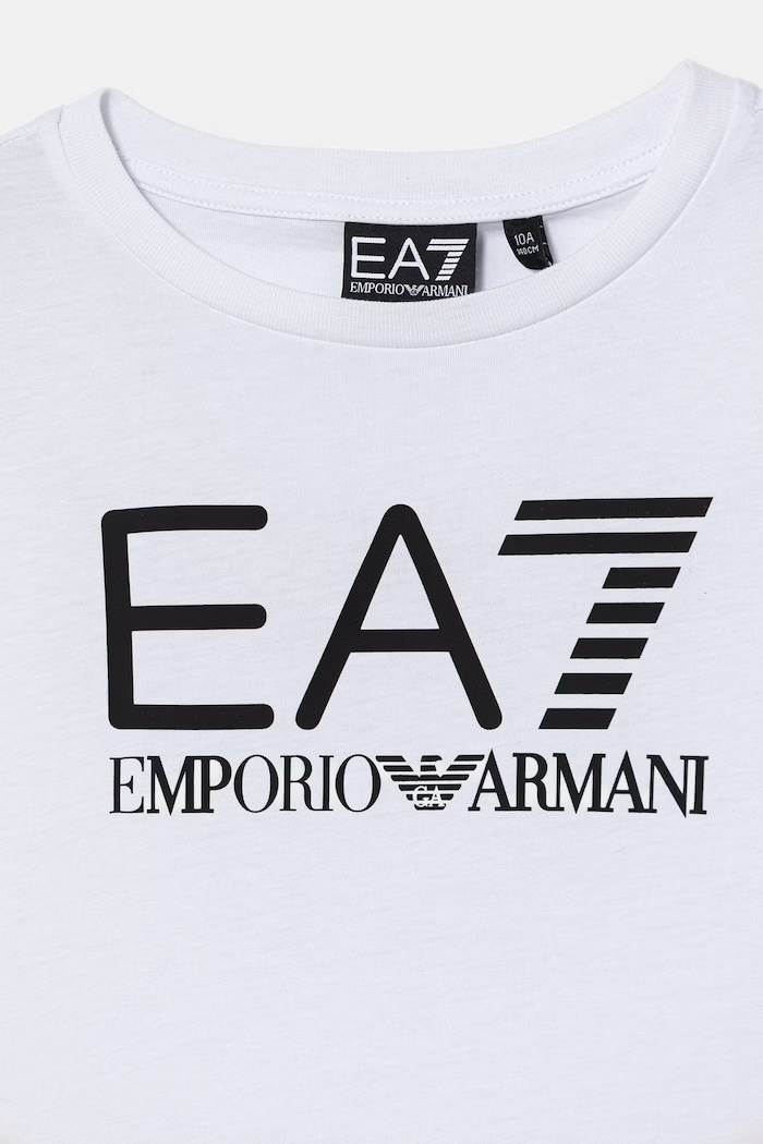 Παιδικό βαμβακερό σετ EA7 Emporio Armani λευκό 7B000302.AF10375
