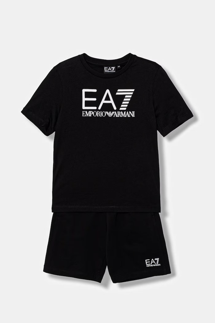 Pamučna dječja trenirka EA7 Emporio Armani pamuk crna 7B000302.AF10375