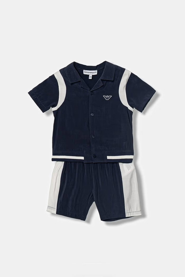 Emporio Armani compleu de zi pentru bebeluși, din vâscoză bleumarin EB001115.AF20699