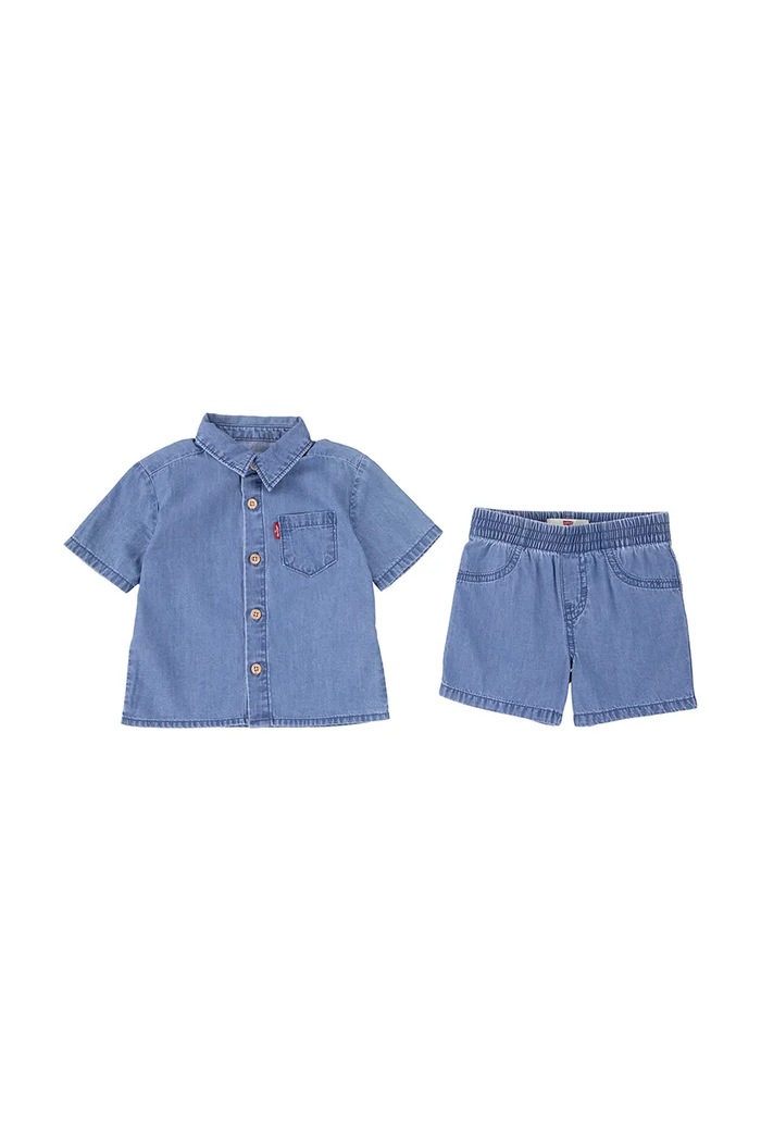 Detská bavlnená súprava Levi's WESTERN LT WT DENIM SHORT bavlna modrá 6EP623
