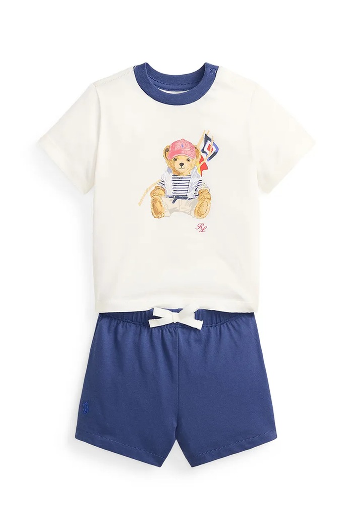 Βρεφικό βαμβακερό σετ Polo Ralph Lauren στάμπα λευκό 320B14037001