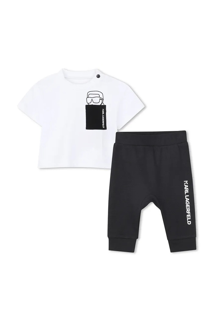 Karl Lagerfeld dres bawełniany niemowlęcy nadruk biały Z31052.86